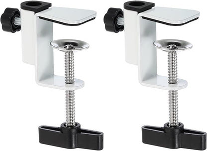 PATIKIL 0.49" Hole Dia. Desk Clamp, 2 Pcs Universal C-Clamp Base with Adjustable Screw for Microphone Mic Arm Table Lamp Mount Holder, White - LeafyLoom