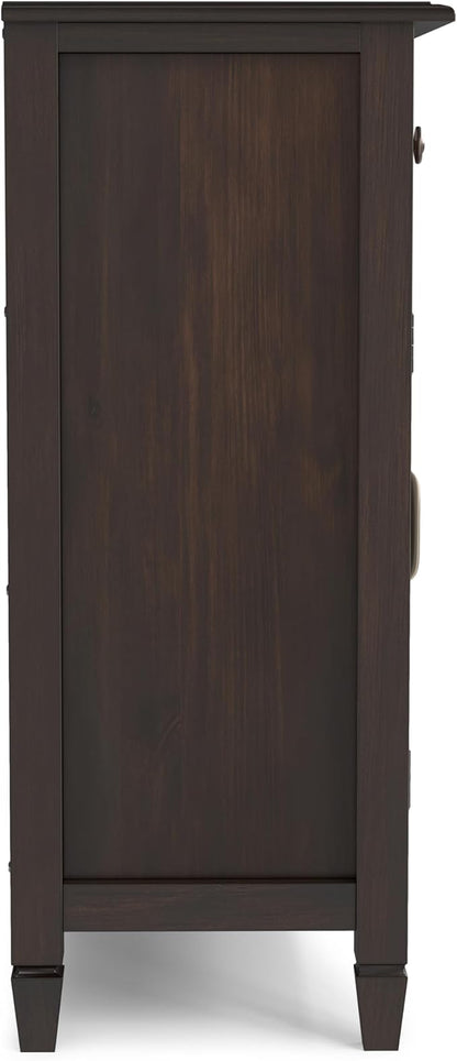 SIMPLIHOME Connaught Low Storage Cabinet, 51 inch, Chestnut Brown - LeafyLoom