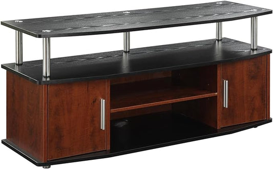 Convenience Concepts Designs2Go Monterey TV Stand with Cabinets and Shelves Home_Furniture_and_Decor, 47.25", Cherry/Black - LeafyLoom