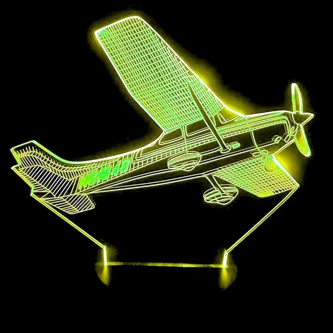 3D Plane Night Light Table Desk Optical Illusion Lamps 7 Color Changing Lights LED Table Lamp Xmas Home Love Birthday Children Kids Decor Toy Gift - LeafyLoom