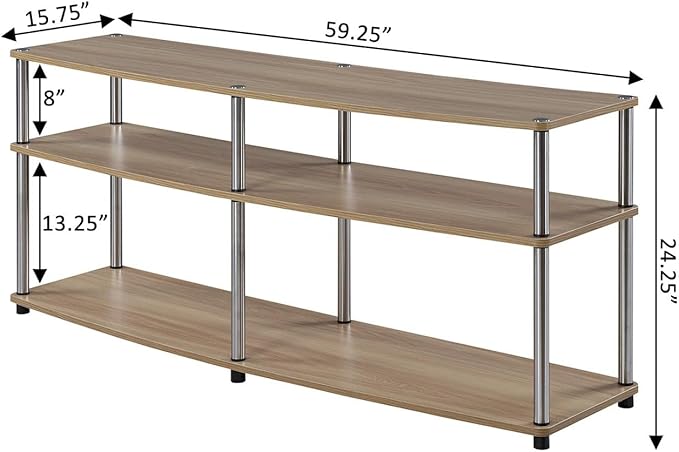 Convenience Concepts Designs2Go 3 Tier 60" TV Stand, Light Oak - LeafyLoom