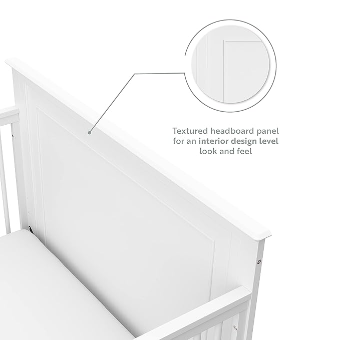 Storkcraft Solstice 5-In-1 Convertible Crib (White) – GREENGUARD Gold Certified, Converts to Toddler Bed and Full-Size Bed, Fits Standard Full-Size Crib Mattress, Adjustable Mattress Support Base - LeafyLoom