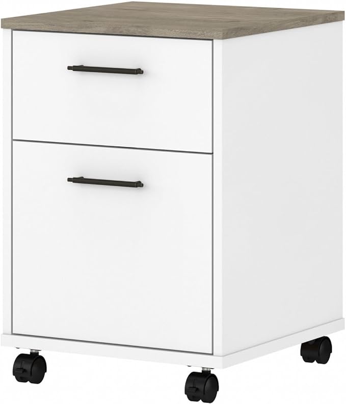 Bush KWF116G2W-03 2-Drawer Mobile File Cabinet Ltr/Lgl Shiplap Gray/Pure White 15.51-Inch - LeafyLoom