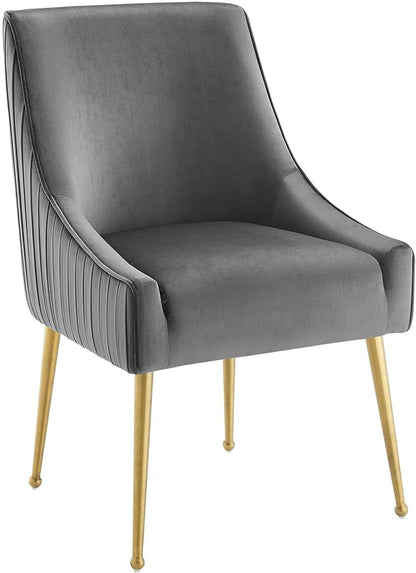 Modway Discern Pleated Back Upholstered Performance Velvet Dining Chair, Gray - LeafyLoom