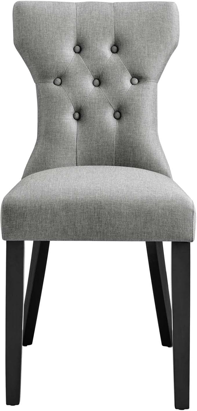 Modway Silhouette Modern Tufted Upholstered Fabric Parsons Kitchen Room, One Dining Chair, Light Gray - LeafyLoom