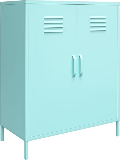 Novogratz Cache 2 Door Metal Locker Storage, Mint Cabinet - LeafyLoom