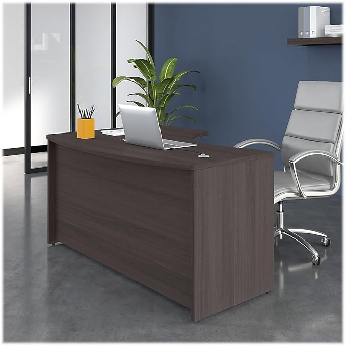 Bush Business Furniture Studio C 60W x 43D Right Hand L-Bow Desk Shell in Storm Gray - LeafyLoom