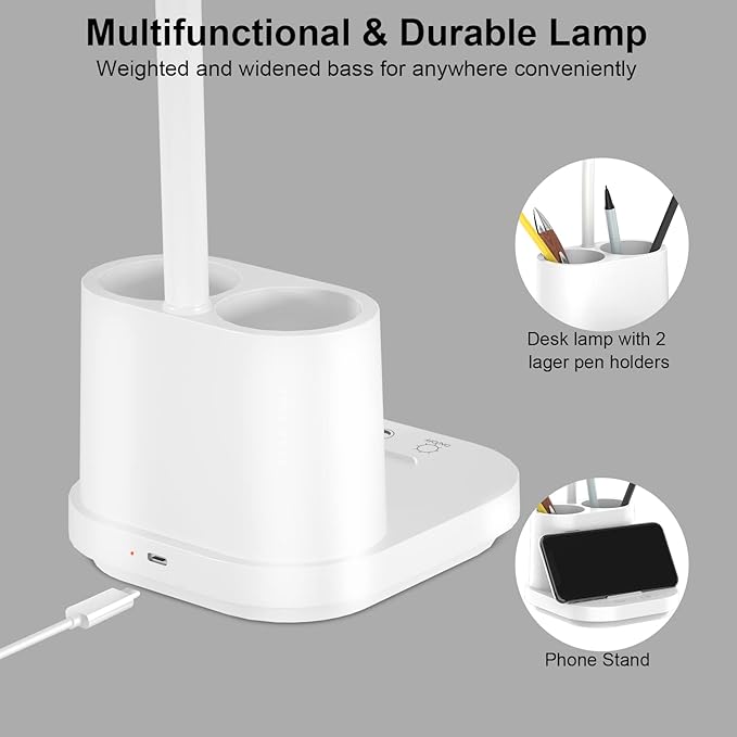 DEEPLITE Desk Lamp,Battery Operated Desk Lamps for Home Office, Rechargeable Desk Study Light for Dorm, 800 Lm, 3 Lighting Modes, CordlessTable Lamp with Pen Holder, Eye-Caring Reading Lamp. - LeafyLoom