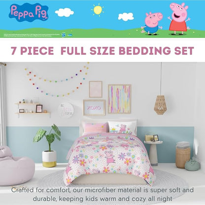 Franco Peppa Pig Kids Bedding Super Soft Comforter and Sheet Set with Sham, 7 Piece Full Size, (Officially Licensed Product) - LeafyLoom