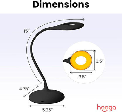 Hooga Desk Lamp, Blue Light Blocking, 3 Color Modes, 1600K Amber, Red, 4000K Full-Spectrum White Light. Office Lamp. Dimmable Reading Lamp. Reduces Eye Strain. Rechargeable. Circadian Rhythm Friendly. - LeafyLoom