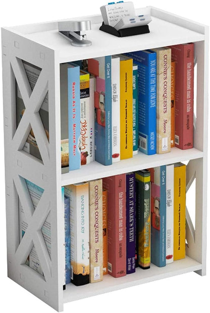 Side Table, 3 Tier 2 Shelf Small Bookshelf Bookcase for Small Spaces, Bedside End Table Nightstand, Kids Book Storage Shelves for Bedroom Living Room Office, White - LeafyLoom