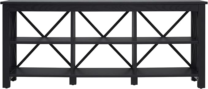 Henn&Hart Rectangular TV Stand for TV's up to 65" in Black, TV Stands for the Living Room - LeafyLoom