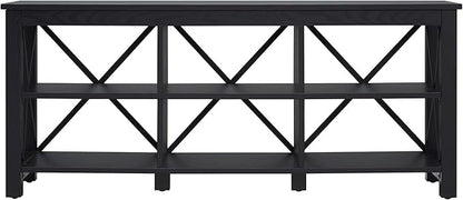 Henn&Hart Rectangular TV Stand for TV's up to 65" in Black, TV Stands for the Living Room - LeafyLoom