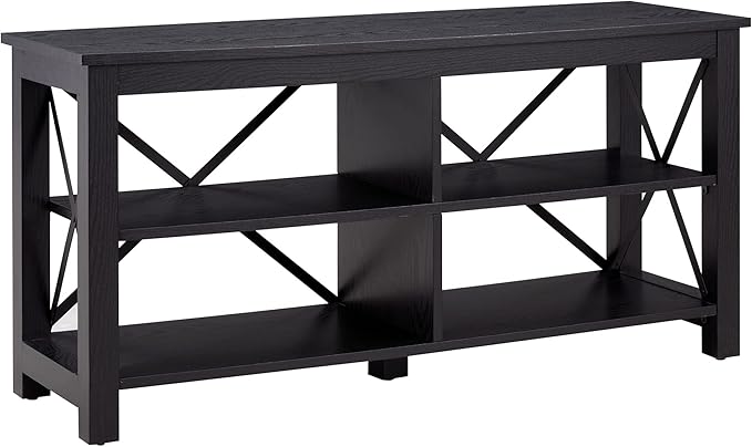 Henn&Hart Rectangular TV Stand for TV's up to 55" in Black, TV Stands for the Living Room - LeafyLoom