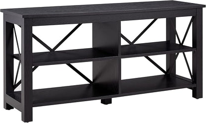 Henn&Hart Rectangular TV Stand for TV's up to 55" in Black, TV Stands for the Living Room - LeafyLoom