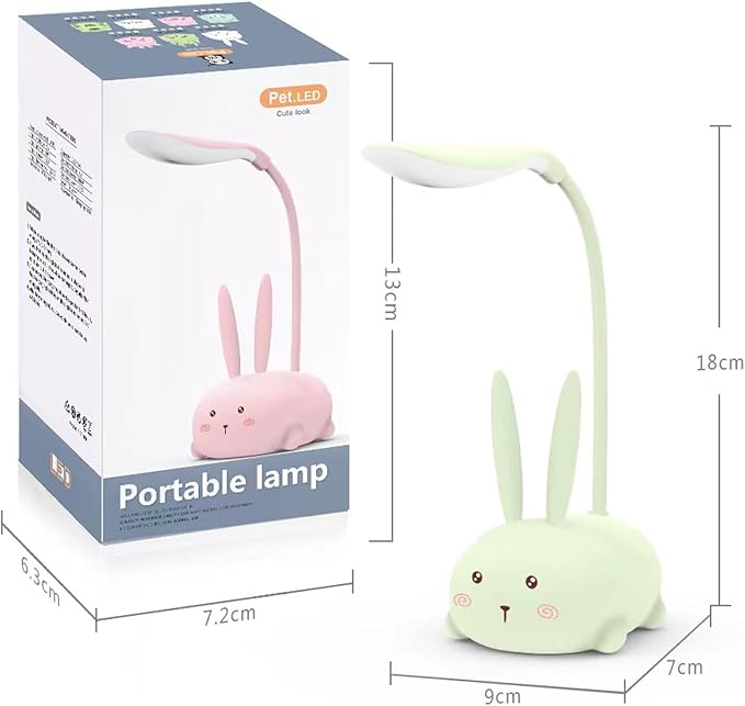 LED Desk Lamp，Mini Cat Night Light, Portable LED Table Light, Cute Foldable USB Rechargeable Reading Light Bedroom Children's Bedside Study (Green) - LeafyLoom