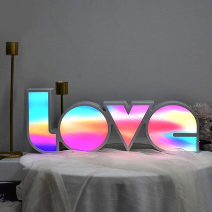 GUOCHENG LED Love Sign Lights - Love Marquee Signs Lamp Battery&USB Power Love Letters Decoration for Home Children Kids Bedroom Nursery,Valentine's Day Gifts(Colorful) - LeafyLoom