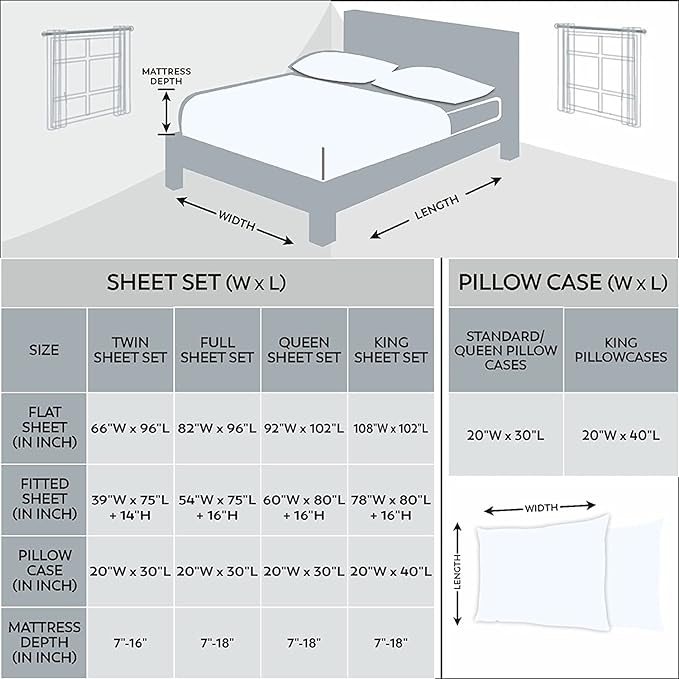 Purity Home Organic 100% Cotton Percale Sheets Queen Snow, 16" Deep Pocket Queen Sheets Set, Sheets for Queen Size Bed, Cooling Sheets, Crisp & Breathable, Queen Sheet Set - White - LeafyLoom