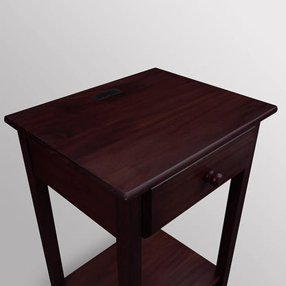 Casual Home Night Owl Nightstand with USB Ports-Espresso - LeafyLoom