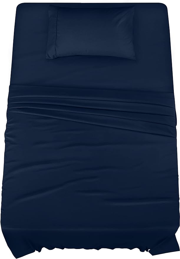 Utopia Bedding Twin XL Sheets - 3 Piece Bedding - Brushed Microfiber - Shrinkage and Fade Resistant - Easy Care (Twin XL Twin Extra Long Navy) - LeafyLoom