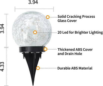 Solar Globe Lights Outdoor Waterproof-Solar Balls for Garden-Cracked Glass Ball Solar Lights Outdoor-Solar Orbs for Outside-Outdoor Decorations for Patio and Yard Lawn Backyard Decor JKIMK