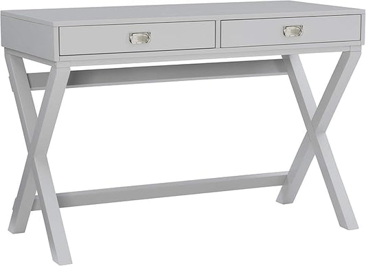 Linon Grey 2-Drawer Writing Jaycee Desk - LeafyLoom