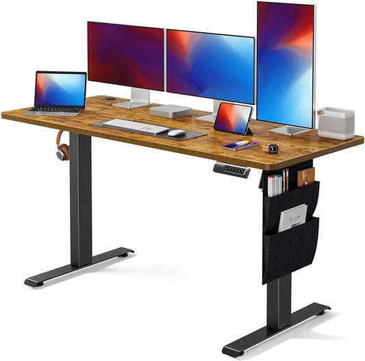 Marsail Standing Desk Adjustable Height, 55x24 Inch Electric Standing Desk with Storage Bag, Stand up Desk for Home Office Computer Desk Memory Preset with Headphone Hook - LeafyLoom