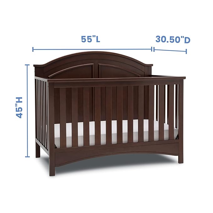 Delta Children Perry 6-in-1 Convertible Crib - Greenguard Gold Certified, Walnut Espresso - LeafyLoom