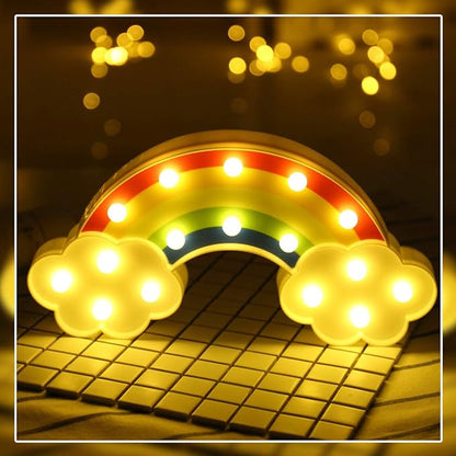 GUOCHENG Rainbow Marquee Night Light Battery Operated LED Night Table Lamps for Children Bedroom Nursery, Christmas Birthday Gifts for Kids - LeafyLoom