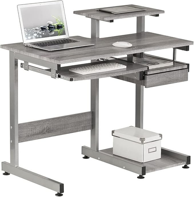 NicBex Laik-DW-00053-DX Desks, 37.75" W x 22" D x 35.25" H, Gray - LeafyLoom