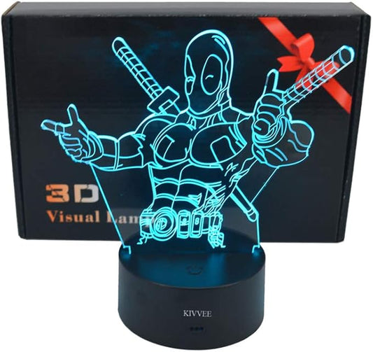 VALEN 3D Desk lamp Acrylic Deadpool Night Light 7 Color Change Furniture Decorative Colorful Gift Household Accessories Boy Toys - LeafyLoom