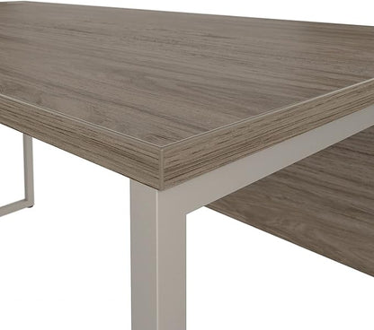 Bush Business Furniture Hybrid 60-inch W L-Shaped Table Desk with Metal Legs, Modern Hickory (HYB027MH) - LeafyLoom