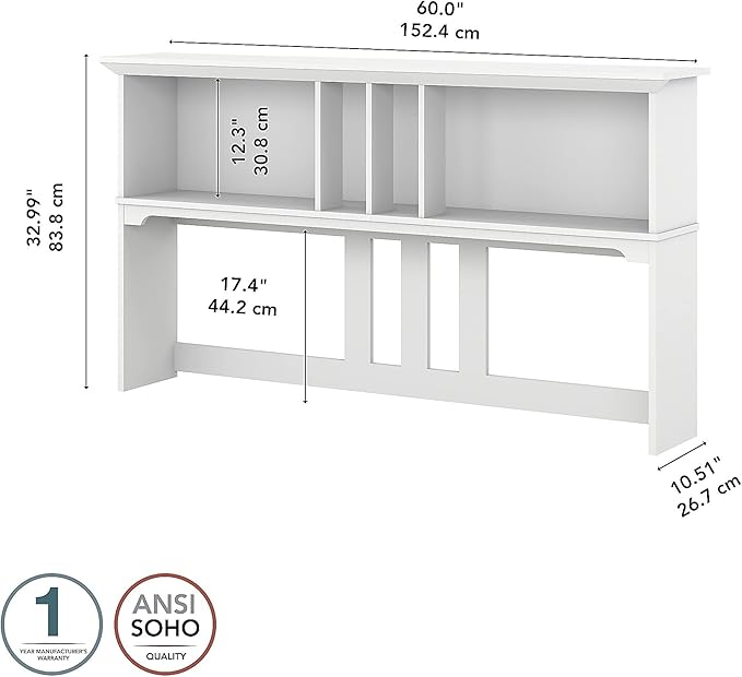 Salinas Casual Hutch for L-Shaped Desk, Pure White - LeafyLoom