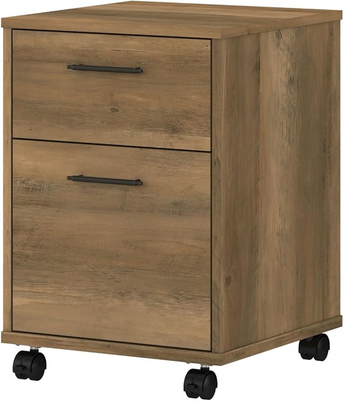 Bush Furniture Key West 2 Drawer Rolling File Cabinet in Reclaimed Pine Mobile Organization for Home Office Small Under Desk Storage on Wheels - LeafyLoom