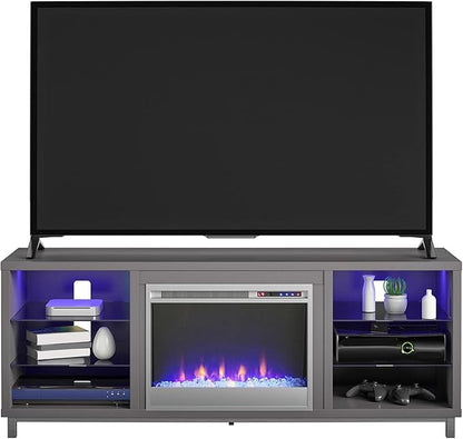 Ameriwood Home Lumina Fireplace Stand, TVs up to 70", Graphite Gray - LeafyLoom