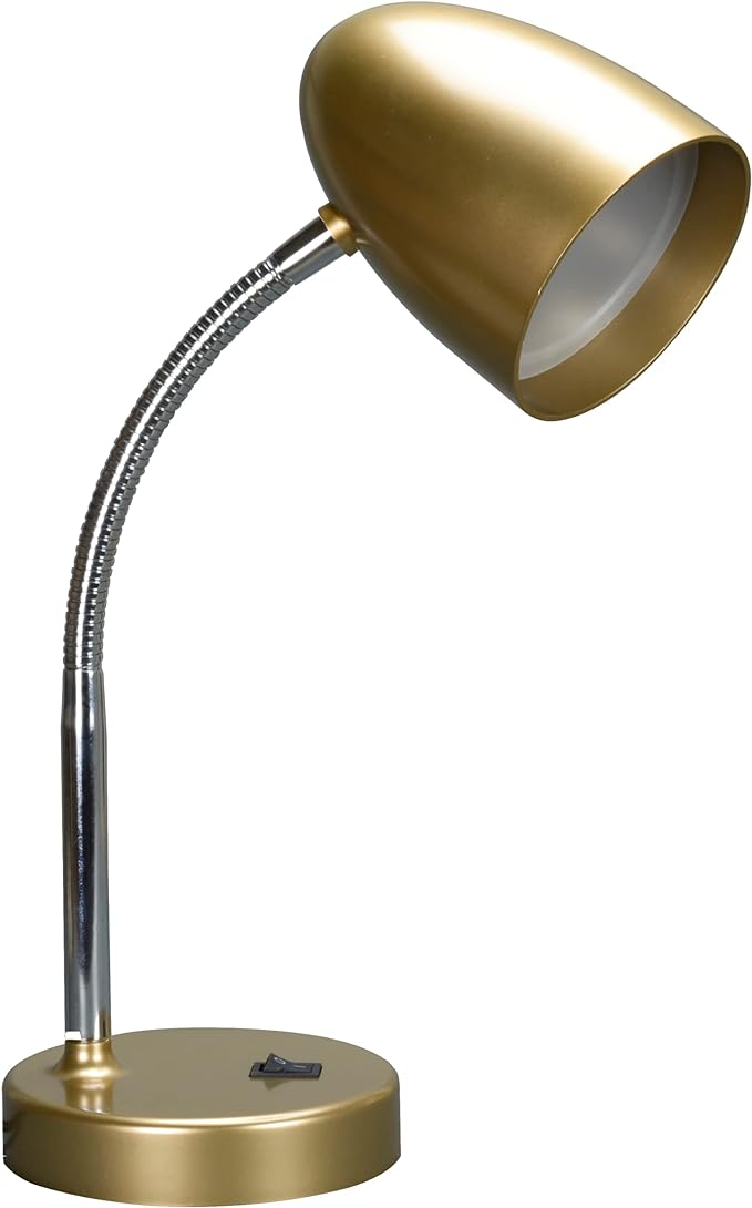 LED Desk Lamp, Flexible Gooseneck with Table lamp, 3.5W 240LM 4000K Cool White Study Lamps for Bedroom and Office, Eye Protection, ETL Listed,Gold - LeafyLoom