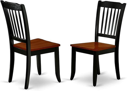 East West Furniture DAC-BCH-W Danbury Dining Room Chairs - Slat Back Solid Wood Seat Chairs, Set of 2, Black & Cherry - LeafyLoom