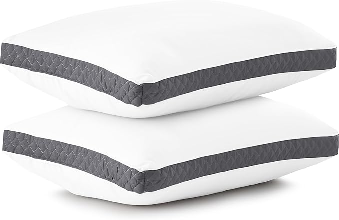 Lux Decor Bed Pillows for Sleeping - King Size Pillows Set of 2 - Hotel Quality Gusseted Down Alternative Pillows for Back, Stomach or Side Sleepers (Grey, 18x36) - LeafyLoom