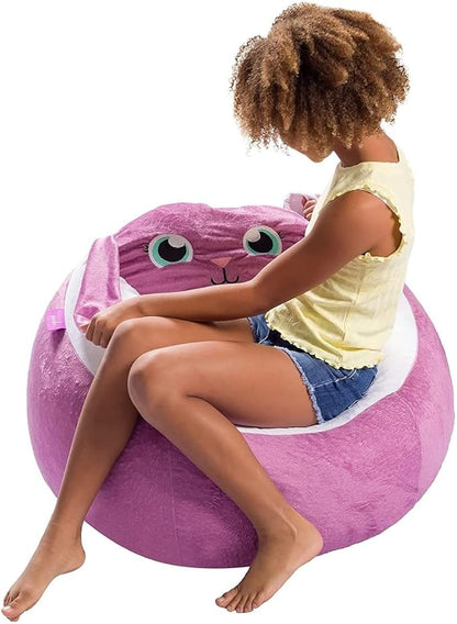 Posh Creations Cute Soft and Comfy Bean Bag Chair for Kids, Animal - Purple Bunny - LeafyLoom