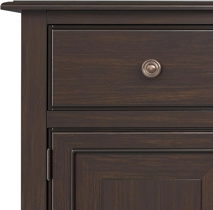 SIMPLIHOME Connaught Low Storage Cabinet, 51 inch, Chestnut Brown - LeafyLoom