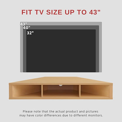 24/7 Shop at Home French 47 inch Modern TV Stand with Storage, Floating Corner Shelf for Wall, Wood Entertainment Center with Shelves for Living Room, Bedroom, Family, Gingko Maple - LeafyLoom