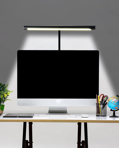 LED Desk Lamp for Home Office, Eye-Caring LED Desk Light Bar with Gooseneck, 12W Dimmable Overhead Light for Desk, Architect Clamp Lamp for Reading Study Workbench - LeafyLoom