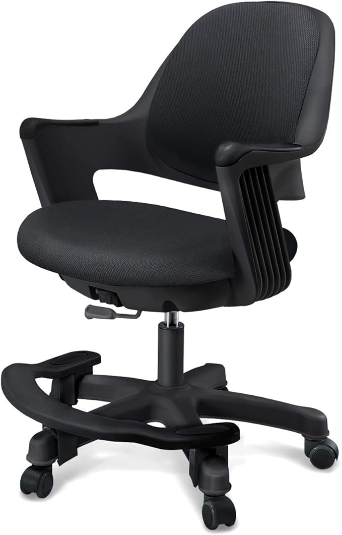 Kids Desk Chair: Ergonomic Kids Computer Chair | Adjustable Kids Office Chair with Wheels & Arms | Study Chair for Girls and Boys - Kids Chair Desk with Wheel Covers (Piano Black) - LeafyLoom