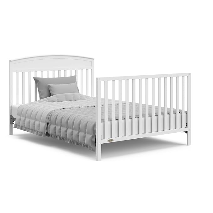 Graco Benton 5-in-1 Convertible Crib (White) – GREENGUARD Gold Certified, Converts from Baby Crib to Toddler Bed, Daybed and Full-Size Bed, Fits Standard Full-Size Crib Mattress - LeafyLoom