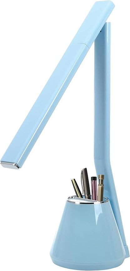 Folding Mini Desk Lamp - Dimmable Touch Control 8W LED Portable Light - Foldable 17.67" H Table Top Lamps for Office Home & Travel, Blue - LeafyLoom