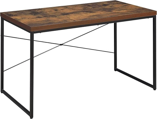 Acme Bob Rectangular Wooden Top Home Office Desk in Weathered Oak - LeafyLoom