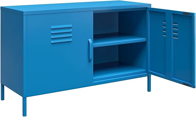 Novogratz Cache 2 Door Metal Locker Accent Storage Cabinet, Blue - LeafyLoom