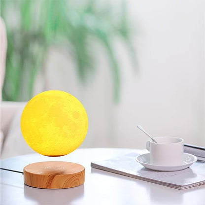 VGAzer Levitating Moon Lamp,Floating and Spinning in Air Freely with 3D Printing LED Moon Lamp Has 20 Modes for Unique Gifts,Room Decor,Night Light,Office Desk Toys (Wooden Base 16 Colors) - LeafyLoom