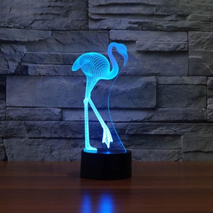 Optical Illusion 3D Flamingos Night Light 16 Colors Changing USB Powered Remote Control Touch Switch Decor Lamp LED Table Desk Lamp Children Kids Christmas Xmas Brithday Gift - LeafyLoom