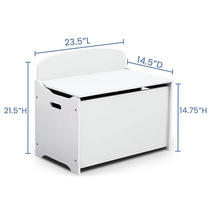 Delta Children MySize Deluxe Toy Box, Bianca White - LeafyLoom